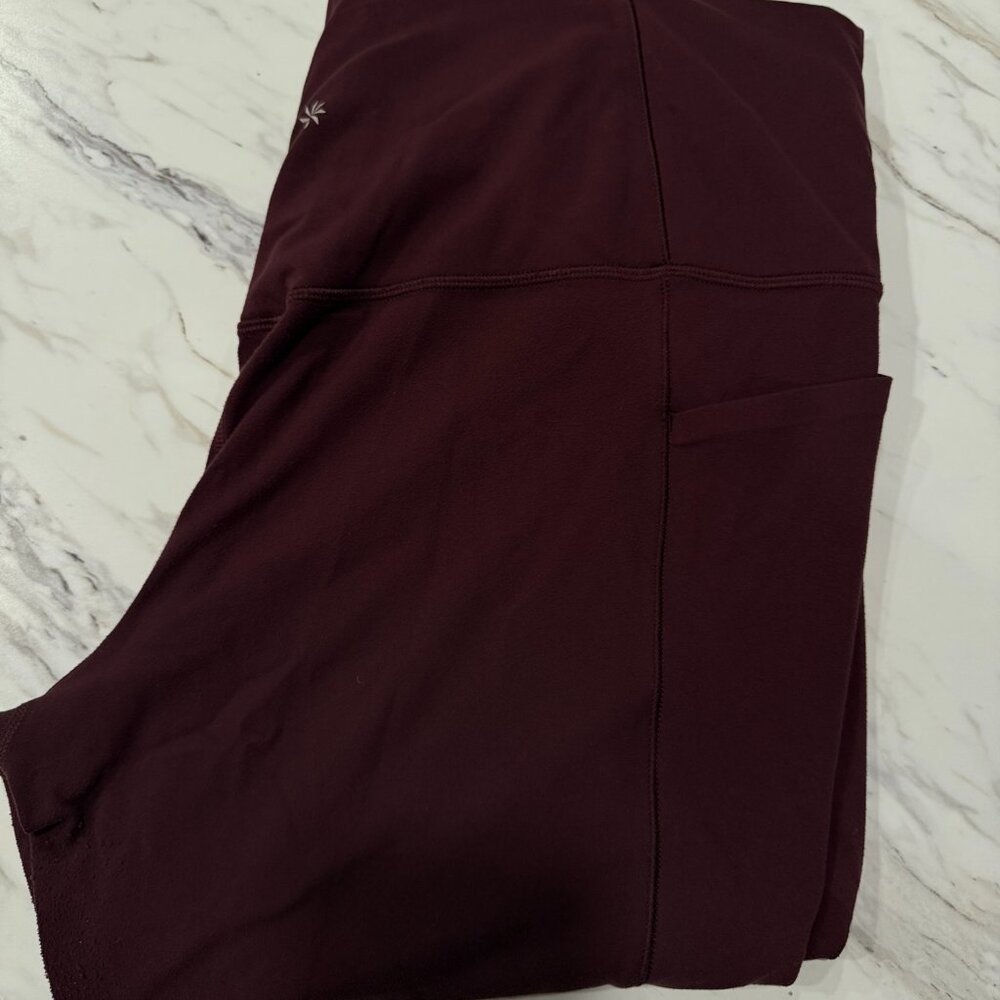Athleta Maroon Salutation Stash Pocket II Capri Leggings